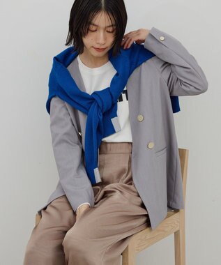 AMERICAN HOLIC 【イージーケア】ノーカラージャケット Gray Mixture