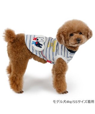 PET PARADISE リサとガスパール ボーダーハートＴシャツ 小型犬 ホワイト×ネイビー