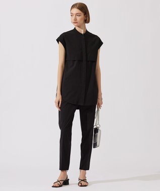 ICB L 【接触冷感・UVカット・撥水・洗える】 プルーフ4WAYタフタ ブラウス ブラック系