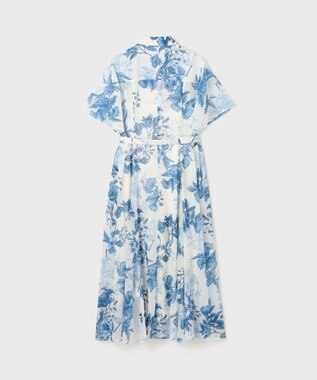 GRACE CONTINENTAL シャドーフラワープリントワンピース ブルー