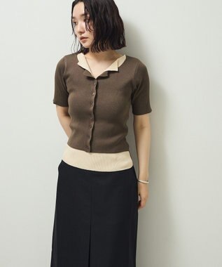 Green Parks ・Ｐｅｔｉｔ　Ｆｌｅｕｒ　バイカラーレイヤードニット Brown