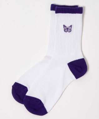 WEGO ワンポイント刺繍クルーソックス ホワイト