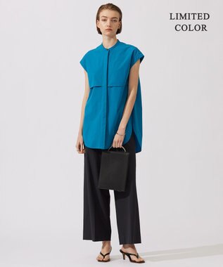 ICB L 【接触冷感・UVカット・撥水・洗える】 プルーフ4WAYタフタ ブラウス ターコイズ系［WEB限定］