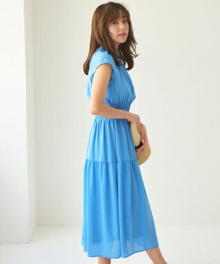 Feroux ウエストシャーリングティアード ワンピース ブルー系