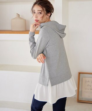 【洗える】ポンチドッキングギャザーパーカー　