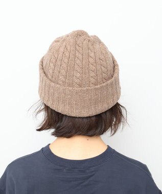 WHITE MAILS 【UNISEX】WOOL PAPER DOUBLE KNIT ケーブルビーニー モカ