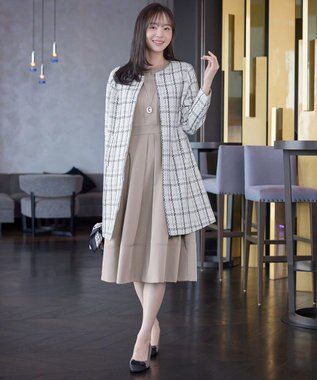 Tiaclasse 【セレモニー・新色追加】キーネックフレアワンピース モカ