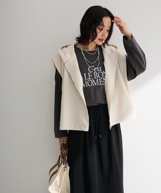 Green Parks フード付ベスト Ecru