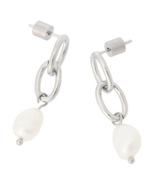 Green Parks ・ＨＡＬＦ　ＴＩＭＥ　サージカルパールチェーンピアス Silver