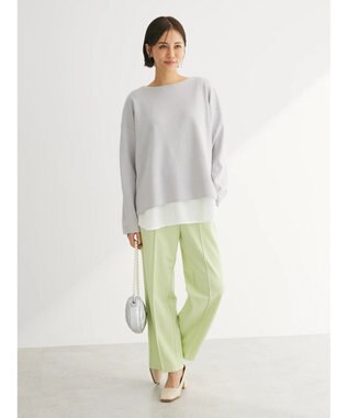 Green Parks らくスレストレートパンツ Lime Green