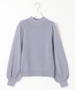 ANY SIS 【Oggi1月号掲載】モックネック袖パール調 ニット ライトブルー