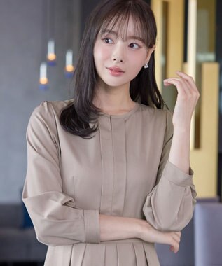 Tiaclasse 【セレモニー・新色追加】キーネックフレアワンピース モカ