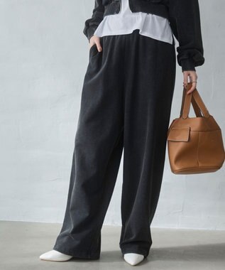 WEGO 【ウエストゴム/XSSMサイズ展開】スウェットワイドパンツ スミクロ