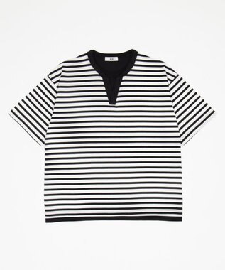 WEGO 【ユニセックス着用ITEM】キーネックフェイクレイヤードT（SS） ブラックボーダー