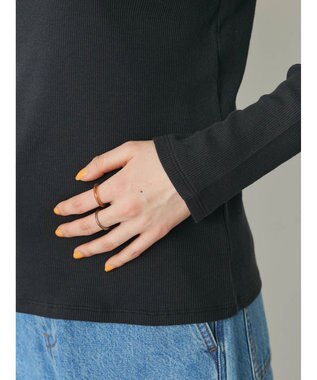 CRAFT STANDARD BOUTIQUE フリルテープリブカットプルオーバー Black