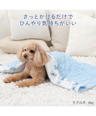 PET PARADISE ディズニー スティッチ もちっと クール ブランケット ホワイト×ブルー