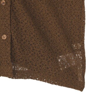 earth music&ecology ストレッチレース襟付シャツ Brown