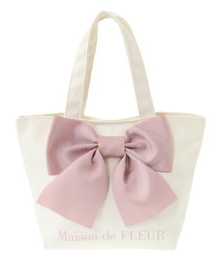 Maison de FLEUR EC限定 リボンキャンバストートバッグ Pink
