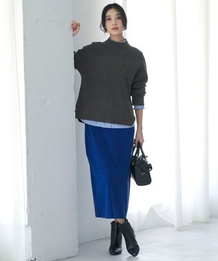 ANY SIS S CICA加工 ニット タイト スカート ブルー