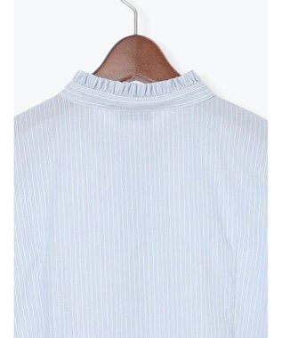 Te chichi パール釦スタンドフリルペプラムブラウス サックスブルー