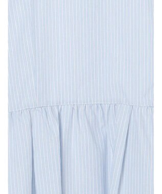 Te chichi パール釦スタンドフリルペプラムブラウス サックスブルー