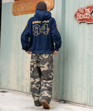 WEGO ラインフリースパーカー ネイビー