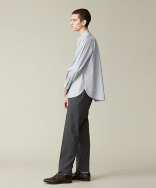 J.PRESS MEN ピンチェックジャージ バンドカラーシャツ ライトグレー系