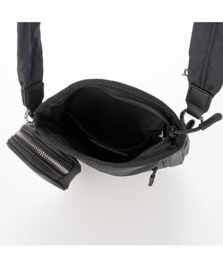 UNBILLION カシュカシュ cachecache / ミニポーチ付きギャザーショルダーナイロンバッグ ブラック