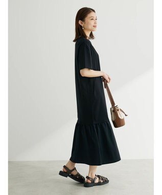 Green Parks 裾切り替えＴＥＥワンピース Black