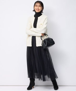 23区 L 【洗える】レイヤードタートル カットソー ブラック系