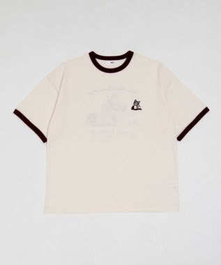 WEGO ワンポイント刺繍リンガーT（SS） ホワイトアイボリー