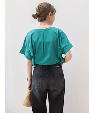 AMERICAN HOLIC 接触冷感袖タックカットプルオーバー Green