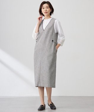 J.PRESS LADIES 【洗える】Calameraリングメッシュ ジャンパースカート モノトーン系