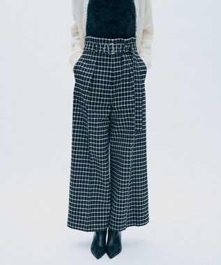 uncrave モールチェック ワイドパンツ ブラックチェック