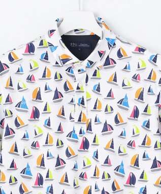 23区GOLF 【MEN】【吸水速乾・UVケア】マルチヨットプリント 半袖ポロシャツ ホワイト系5