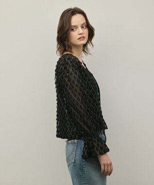 GRACE CONTINENTAL モチーフチュールブラウス ブラック