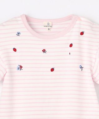 組曲 KIDS 【80-100㎝】 フルーティーボーダーTシャツ ピンク