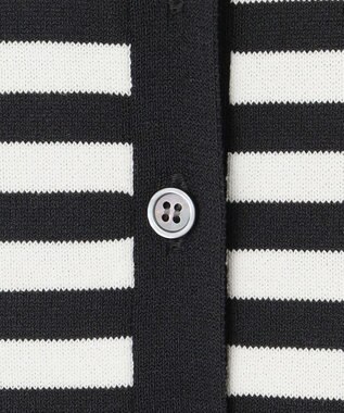 組曲 L ドライタッチ 5分袖カーディガン ブラック×オフ系1