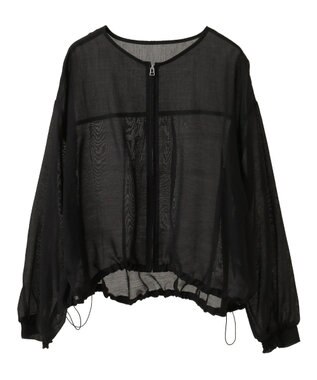 AMERICAN HOLIC ノーカラーシアーＺＩＰブルゾン Ecru