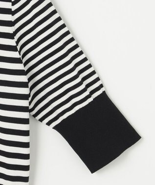 組曲 L ドライタッチ 5分袖カーディガン ブラック×オフ系1