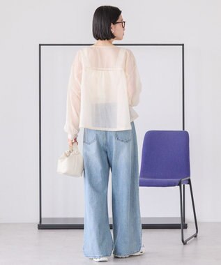 AMERICAN HOLIC ノーカラーシアーＺＩＰブルゾン Ecru