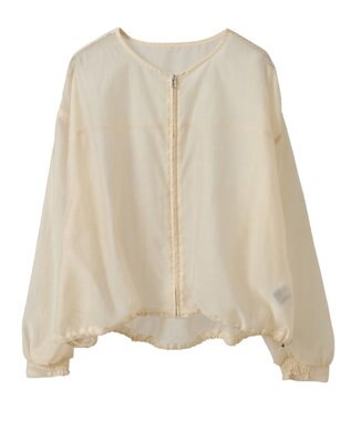 AMERICAN HOLIC ノーカラーシアーＺＩＰブルゾン Ecru