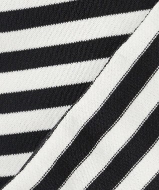 組曲 L ドライタッチ 5分袖カーディガン ブラック×オフ系1