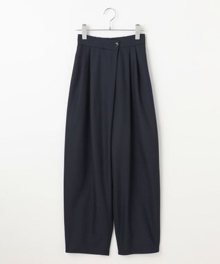 #Newans 【洗える】スラントフロントコクーンパンツ ネイビー