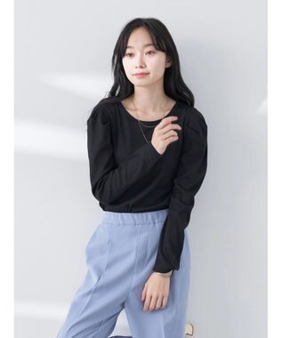 earth music&ecology パフスリーブクレープリブインナー Black