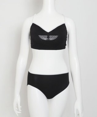 WEGO 【ブラトップ＆ショーツセット】Liliane　Ciel　フェザーラメ ブラック