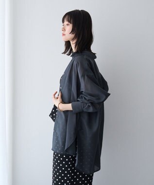 YECCA VECCA バック釦シアーシャツ Charcoal Gray