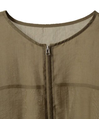 AMERICAN HOLIC ノーカラーシアーＺＩＰブルゾン Ecru