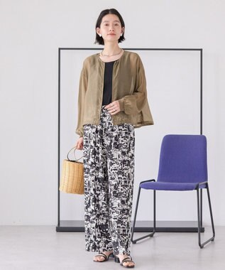 AMERICAN HOLIC ノーカラーシアーＺＩＰブルゾン Ecru