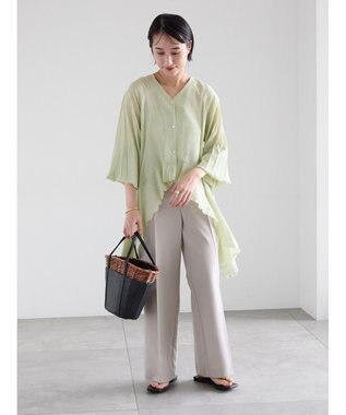 Te chichi 【雑誌掲載アイテム】ダブルクロスイージーワイドパンツ グレー